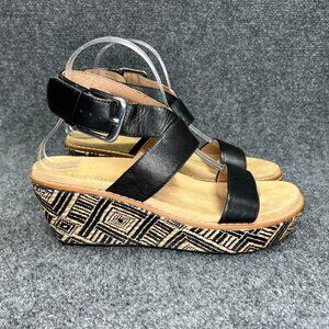 Vionic Cancun Wedge Sandals Women's Size 8 Black Leather Supportive Platform